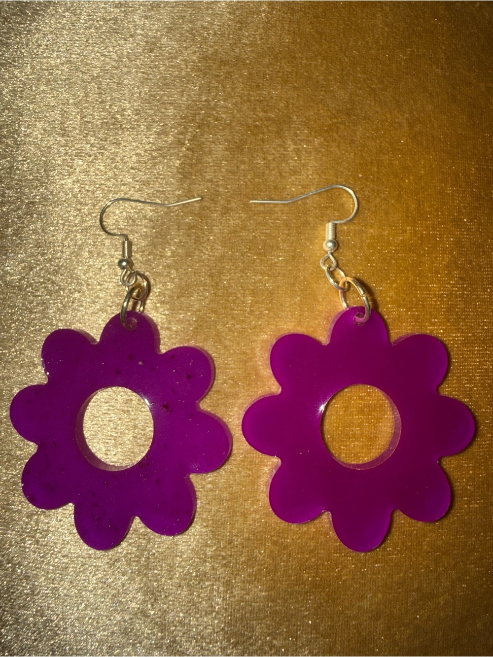Bold Purple Flower Drop Earrings for Women